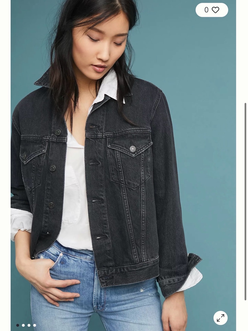 Citizens of Humanity Crista Denim Trucker Jacket L Washed Black Anthropologie